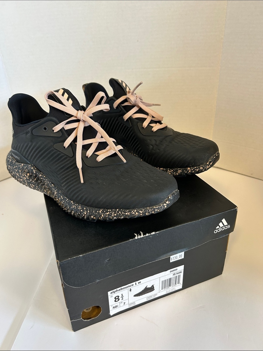 Women’s Adidas Black and Rose Gold Alphabounce 1 W Shoes with box. Like New!!